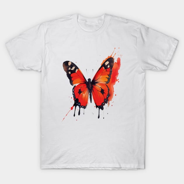 orange watercolor butterfly T-Shirt by WoodShop93